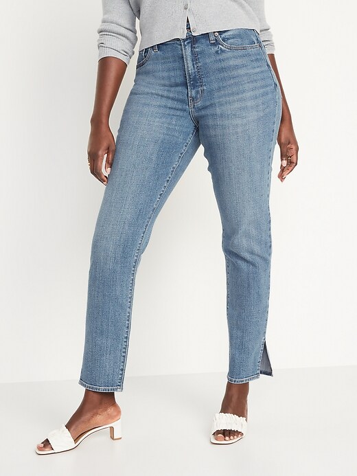 Image number 5 showing, High-Waisted O.G. Straight Side-Slit Ankle Jeans for Women