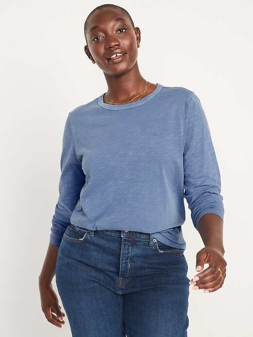 Image number 5 showing, Long-Sleeve EveryWear Slub-Knit T-Shirt for Women