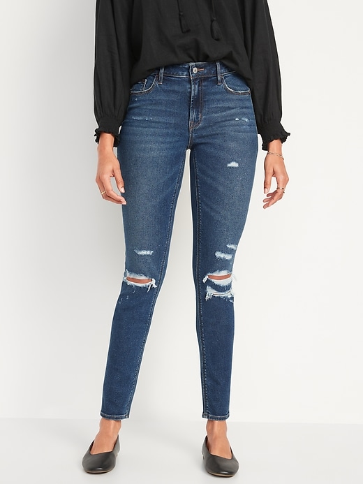 Old Navy Mid-Rise Rockstar Super-Skinny Ripped Jeans for Women. 1