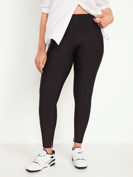 Image number 5 showing, High-Waisted PowerSoft Pintucked Side-Slit 7/8 Leggings