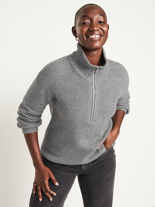 Image number 5 showing, Rib-Knit Quarter-Zip Sweater for Women