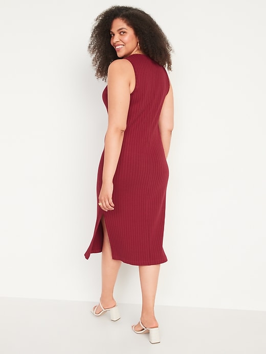 Image number 6 showing, Fitted Sleeveless Rib-Knit Midi Sweater Dress for Women