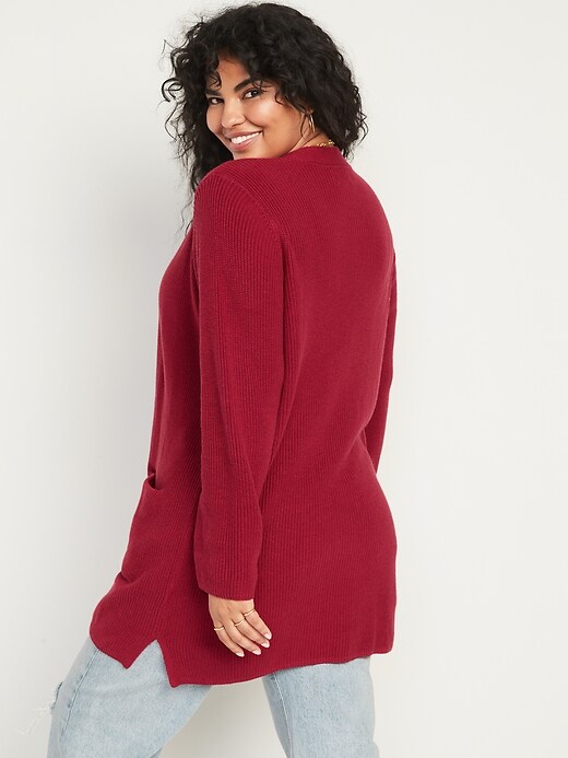 Image number 6 showing, Textured Shaker-Stitch Longline Open-Front Cardigan Sweater for Women