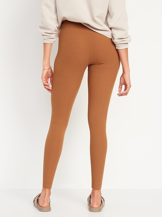 Beige Ribbed Knit Leggings - Versatile Style | Strictly In