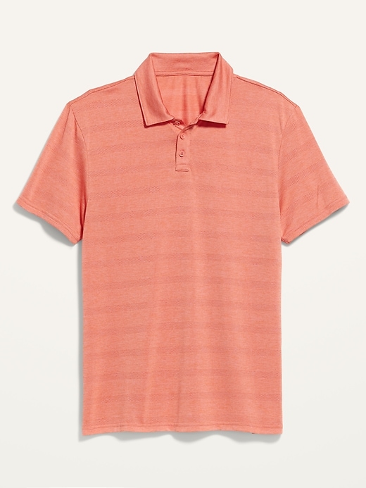 View large product image 2 of 2. Go-Dry Cool Odor-Control Textured-Stripe Core Polo Shirt