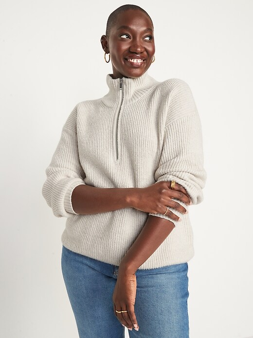 Image number 5 showing, Rib-Knit Quarter-Zip Sweater for Women