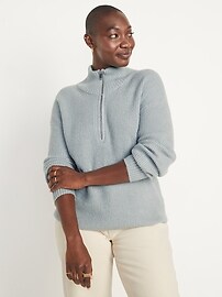 Rib-Knit Quarter-Zip Sweater for Women | Old Navy