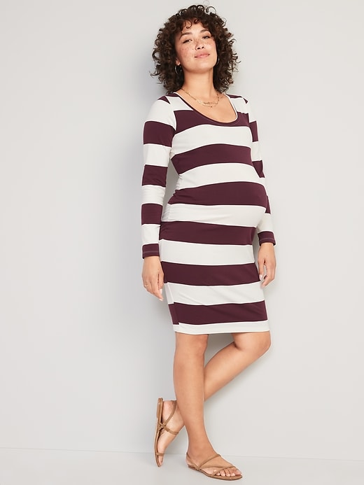 View large product image 1 of 1. Maternity Long-Sleeve  Jersey-Knit Bodycon Dress