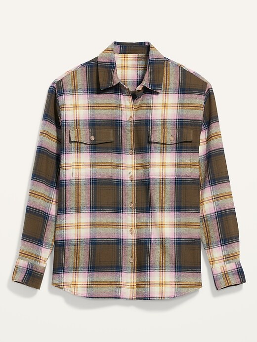 Image number 4 showing, Long-Sleeve Plaid Flannel Boyfriend Tunic Shirt for Women