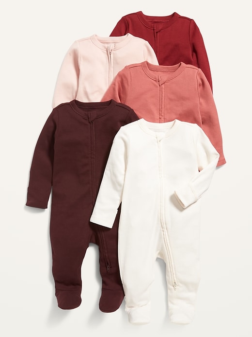 View large product image 1 of 2. Unisex 2-Way-Zip Sleep & Play Footed One-Piece 5-Pack for Baby