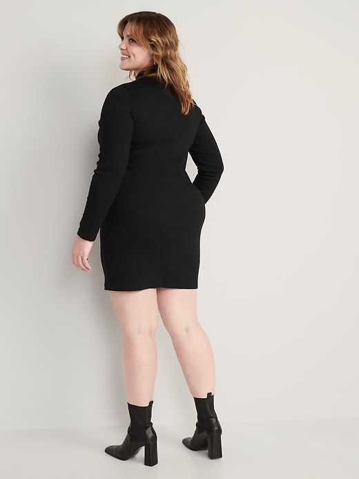 Image number 8 showing, Fitted Rib-Knit Mock-Neck Mini Dress for Women