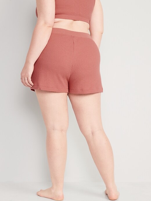 Image number 8 showing, High-Waisted Waffle-Knit Pajama Shorts -- 2.5-inch inseam