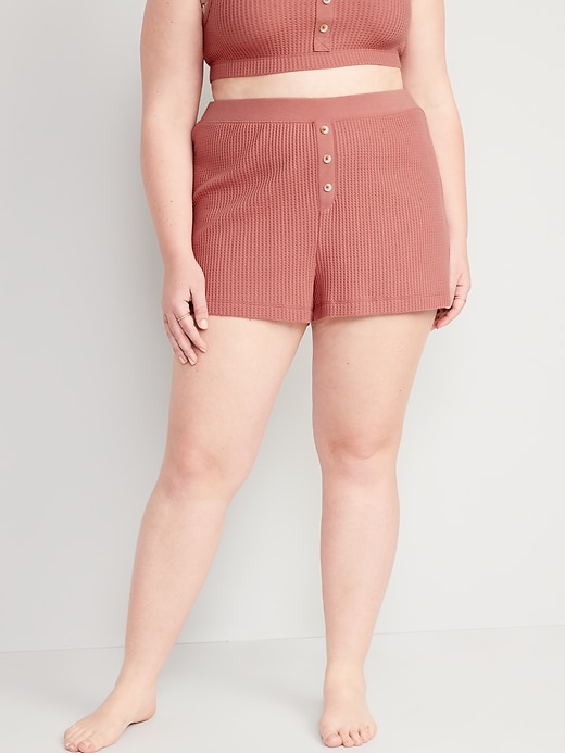 Image number 7 showing, High-Waisted Waffle-Knit Pajama Shorts -- 2.5-inch inseam