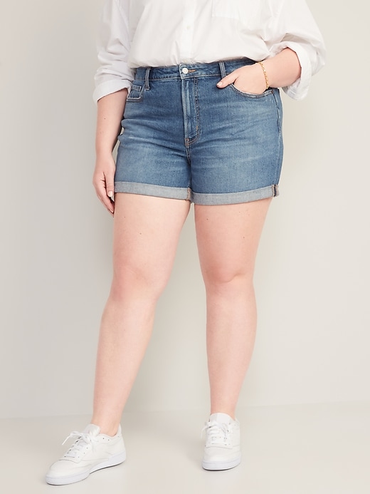 Image number 7 showing, High-Waisted O.G. Straight Cut-Off Jean Shorts for Women -- 5-inch inseam