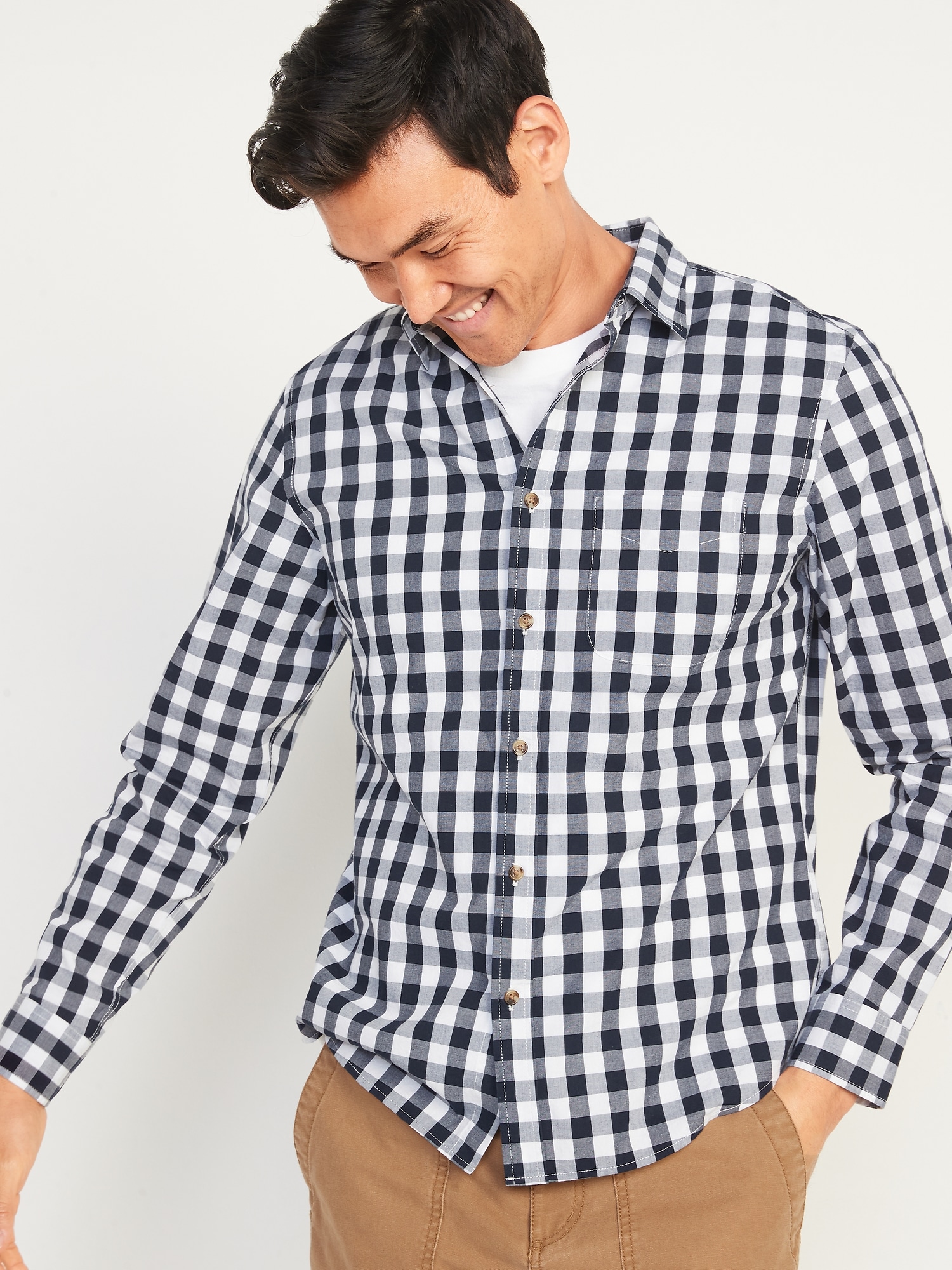 Old Navy Slim-Fit Built-In Flex Everyday Shirt for Men blue. 1