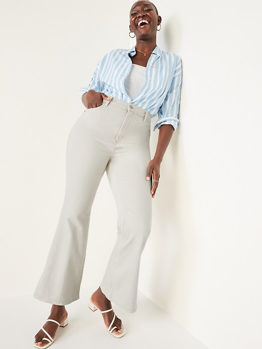 Image number 3 showing, Higher High-Rise Off-White Side-Split Flare Jeans for Women