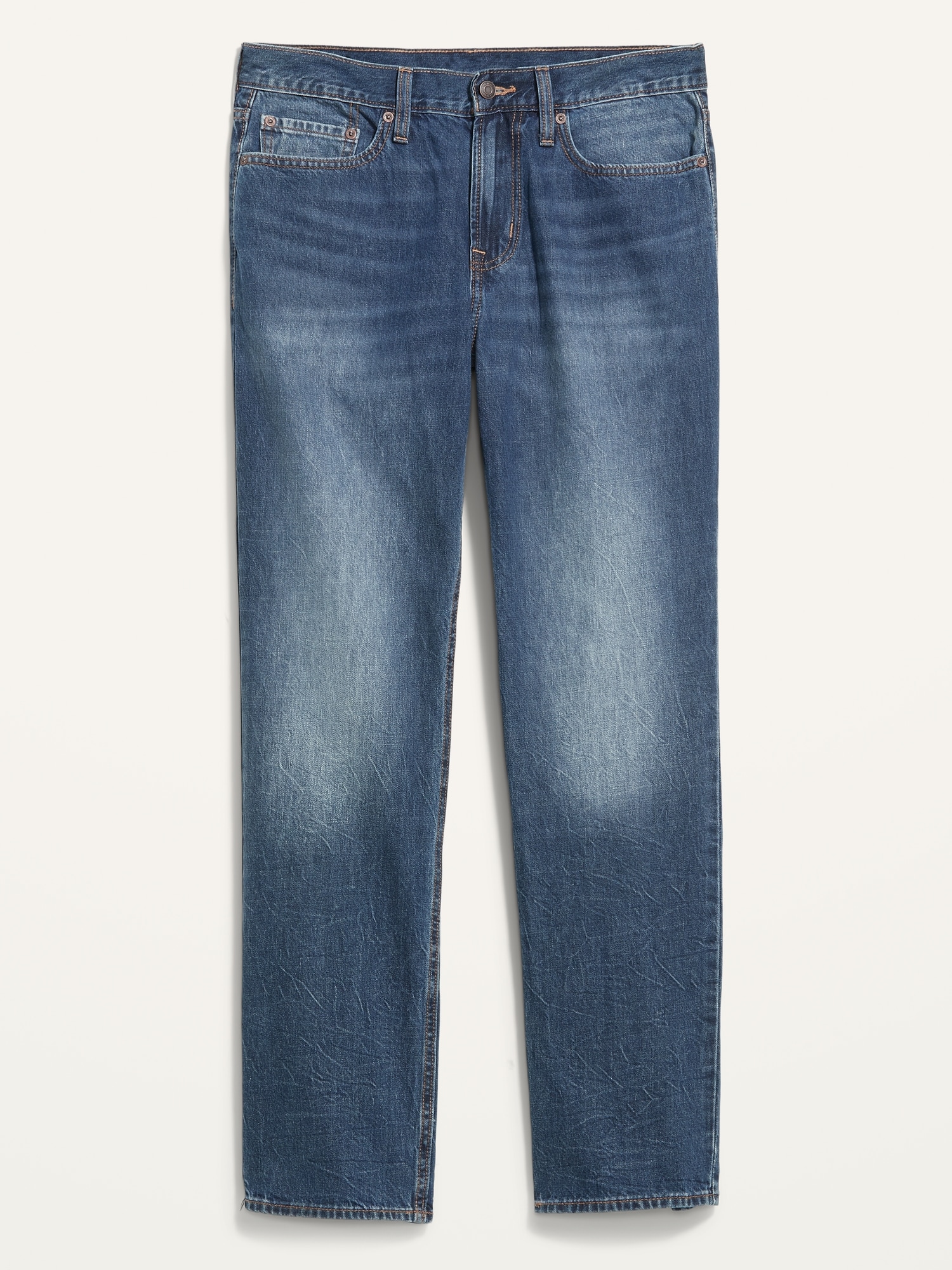 Port Style Retro Loose Straight-Leg Jeans For Men - Navy Blue / XL
