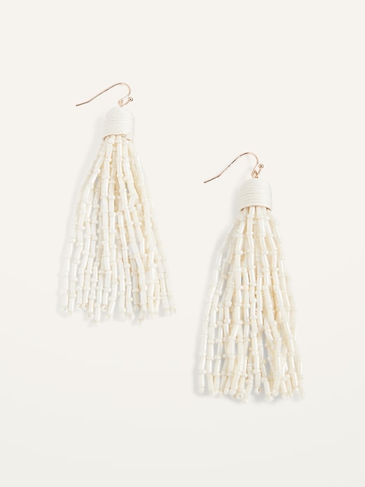 Old Navy Gold-Toned Beaded Drop Earrings for Women. 1