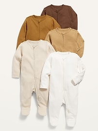 Image number 1 showing, Unisex 2-Way-Zip Sleep & Play Footed One-Piece 5-Pack for Baby