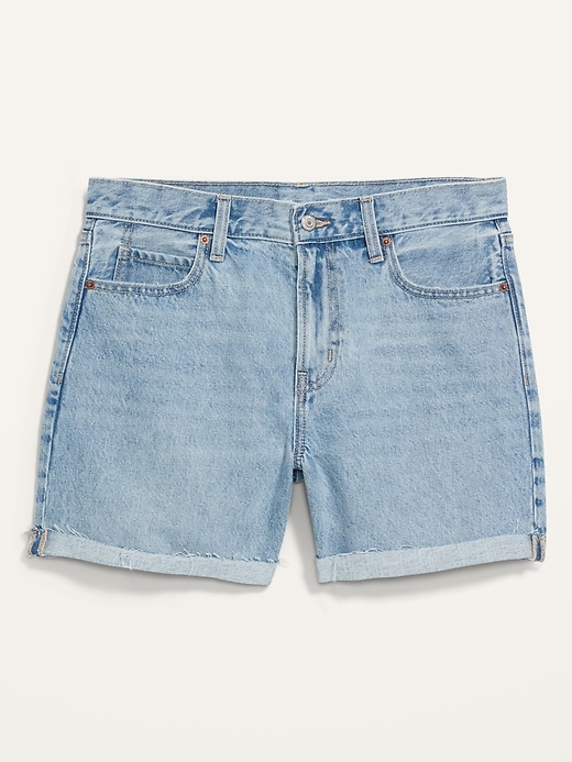 Image number 4 showing, High-Waisted Slouchy Straight Non-Stretch Jean Shorts -- 5-inch inseam