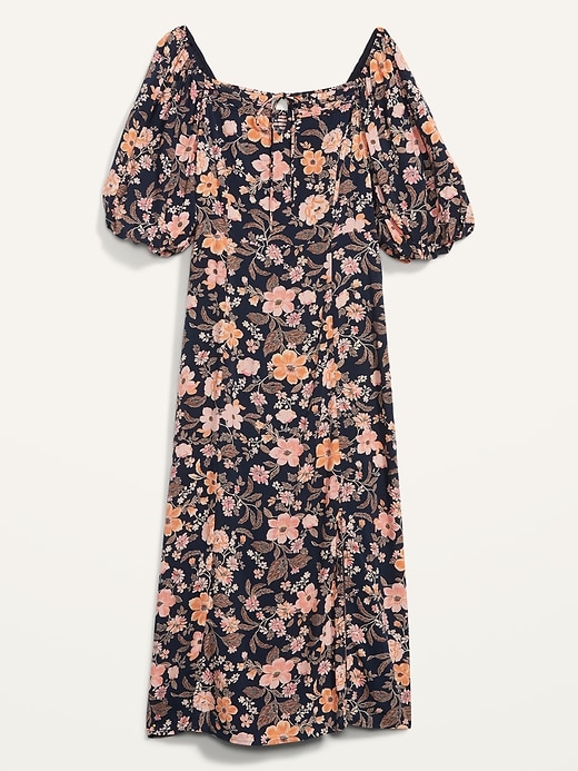Image number 4 showing, Puff-Sleeve Floral-Print Pintucked Smocked Midi Swing Dress for Women