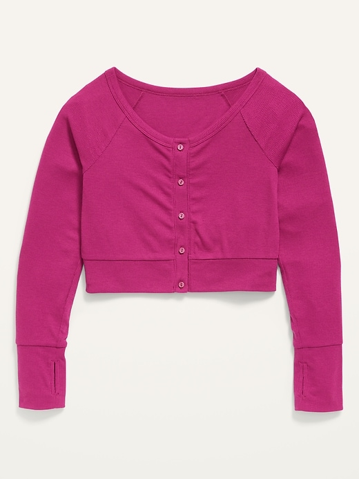 View large product image 1 of 1. UltraLite Rib-Knit Cropped Button-Front Cardigan for Girls