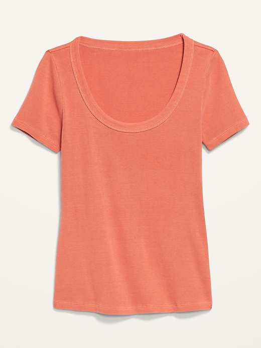 Image number 4 showing, Fitted Short-Sleeve Scoop-Neck Rib-Knit T-Shirt for Women