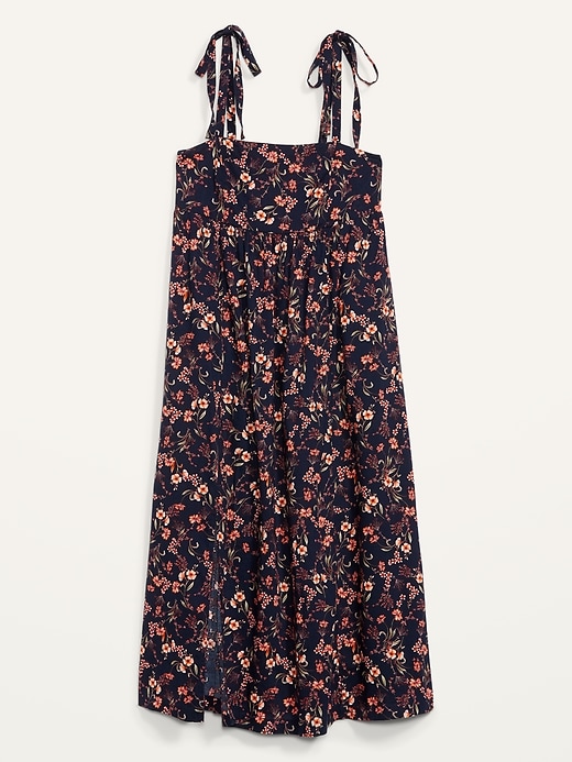 Tie-Shoulder Floral-Print Split-Front Midi Swing Dress for Women | Old Navy