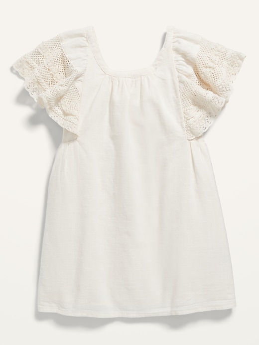 View large product image 1 of 3. Ruffled Crochet-Sleeve Mini Dress for Toddler Girls