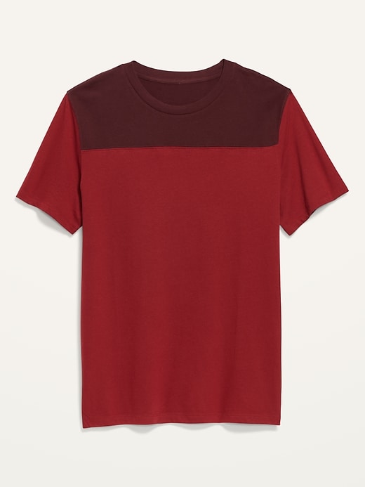 View large product image 1 of 1. Soft-Washed Color-Block Football T-Shirt