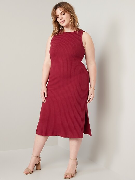 Image number 7 showing, Fitted Sleeveless Rib-Knit Midi Sweater Dress for Women