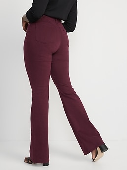 Burgundy High Waist Flare Jeans