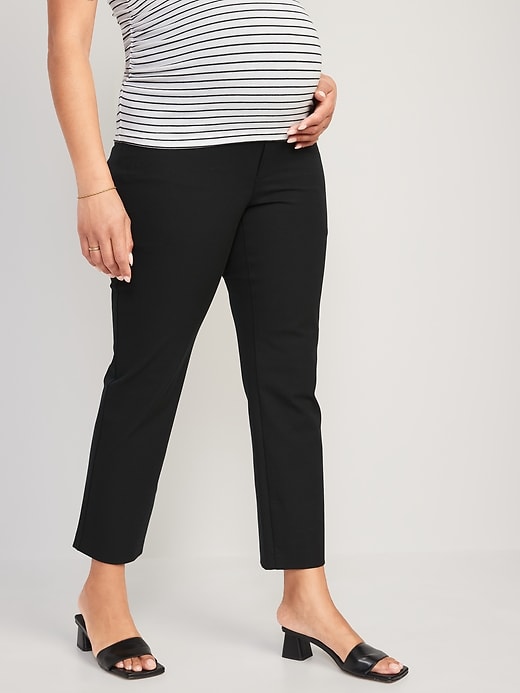Image number 1 showing, Maternity Full-Panel Pixie Straight Ankle Pants