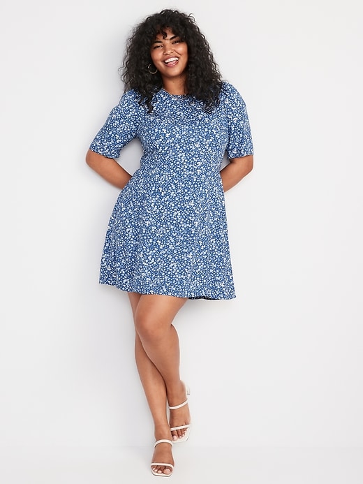 Fit & Flare Puff-Sleeve Smocked Cutout Mini Dress for Women | Old Navy