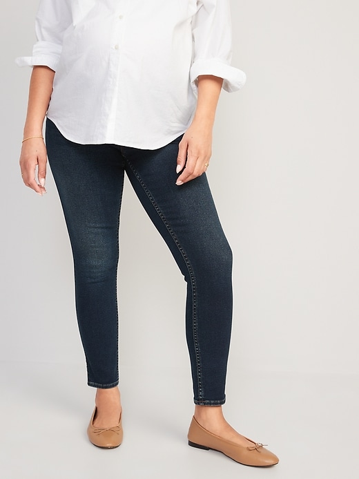 Image number 1 showing, Maternity Rollover-Panel Skinny 360° Stretch Jeans