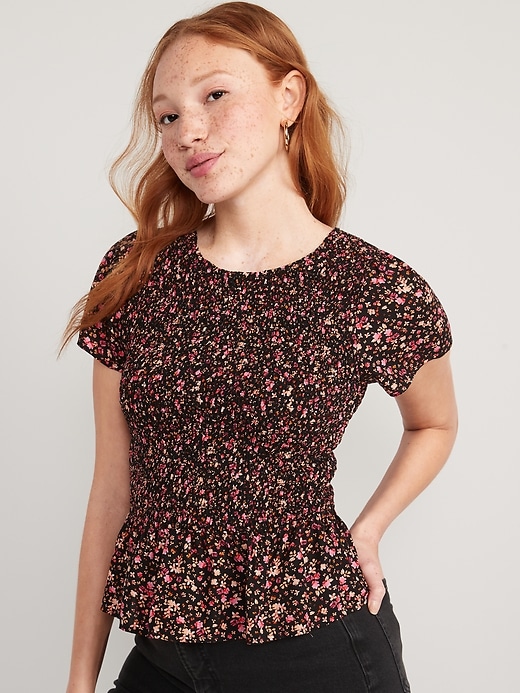 Old Navy Flutter-Sleeve Smocked Peplum Blouse for Women. 3