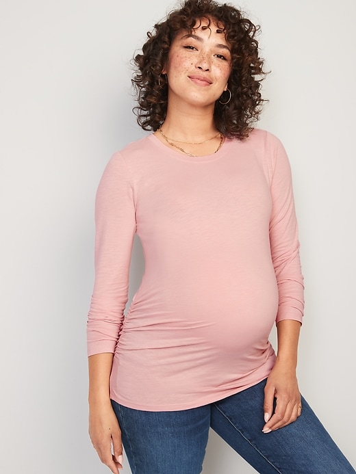 View large product image 1 of 1. Maternity EveryWear Long-Sleeve Crew-Neck T-Shirt