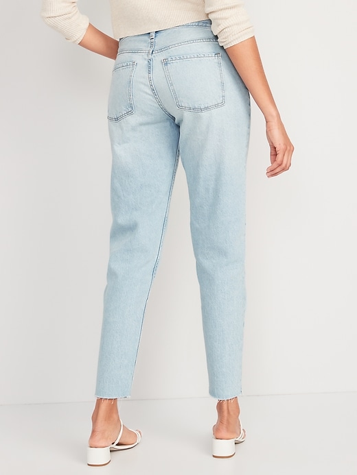 Image number 2 showing, High-Waisted Button-Fly Slouchy Taper Cut-Off Non-Stretch Ankle Jeans for Women