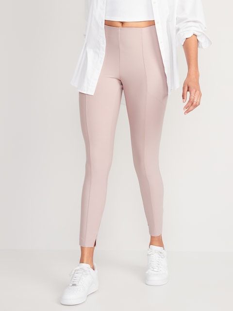 High-Waisted PowerSoft Pintucked Side-Slit 7/8 Leggings