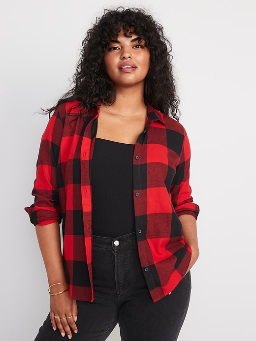 Image number 4 showing, Long-Sleeve Plaid Flannel Shirt for Women