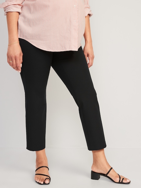 Maternity Side-Panel Pixie Straight Ankle Pants - Black Jack