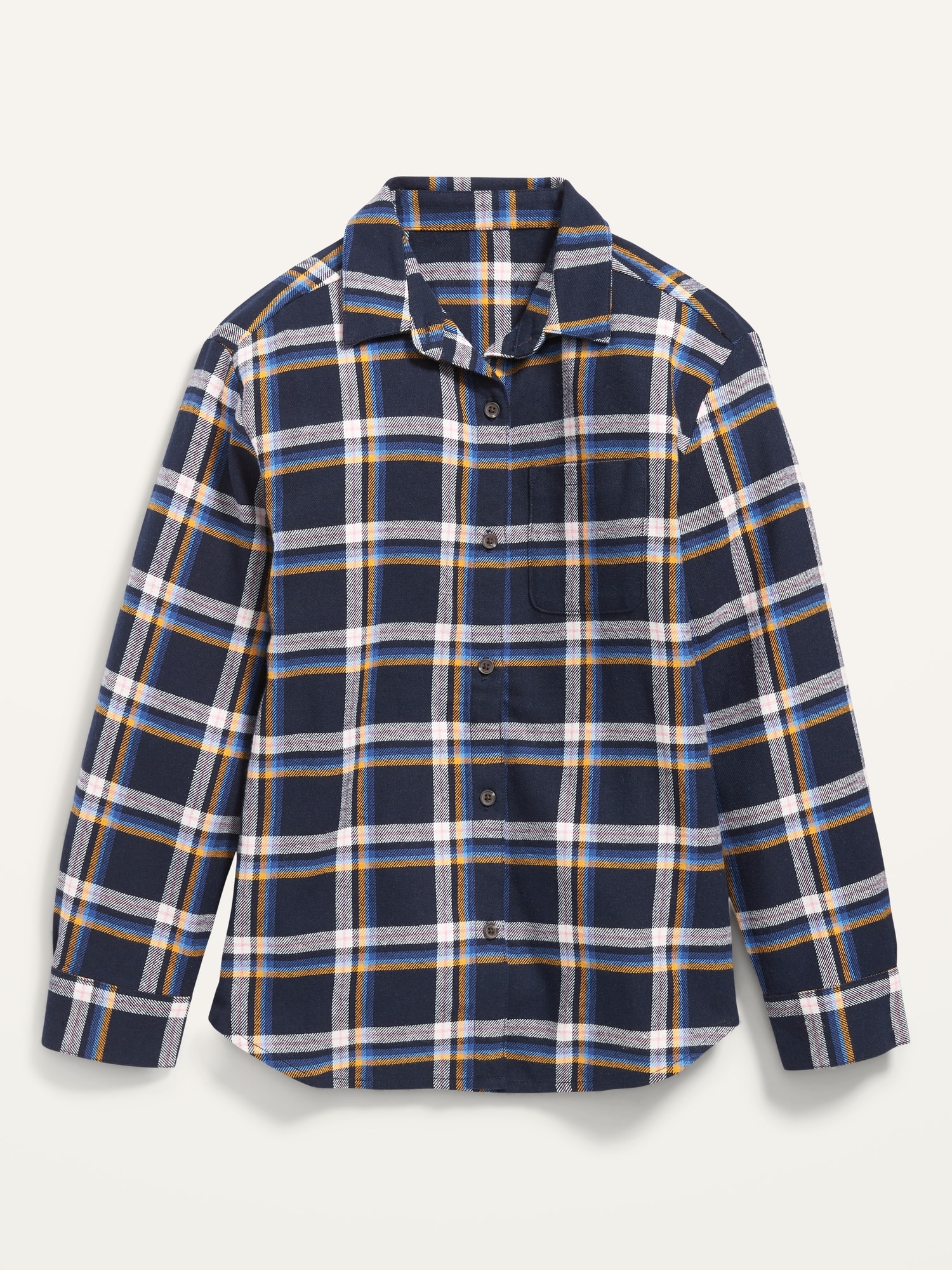 Old Navy Cozy Long-Sleeve Button-Front Plaid Shirt for Girls blue. 1