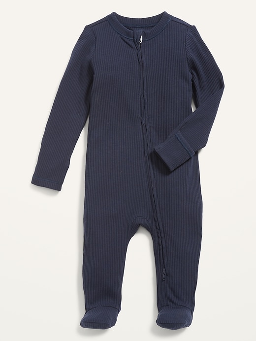 View large product image 1 of 2. Unisex 2-Way-Zip Sleep & Play Rib-Knit Footed One-Piece for Baby