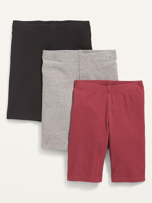 View large product image 1 of 2. Rib-Knit Long Biker Shorts 3-Pack for Girls