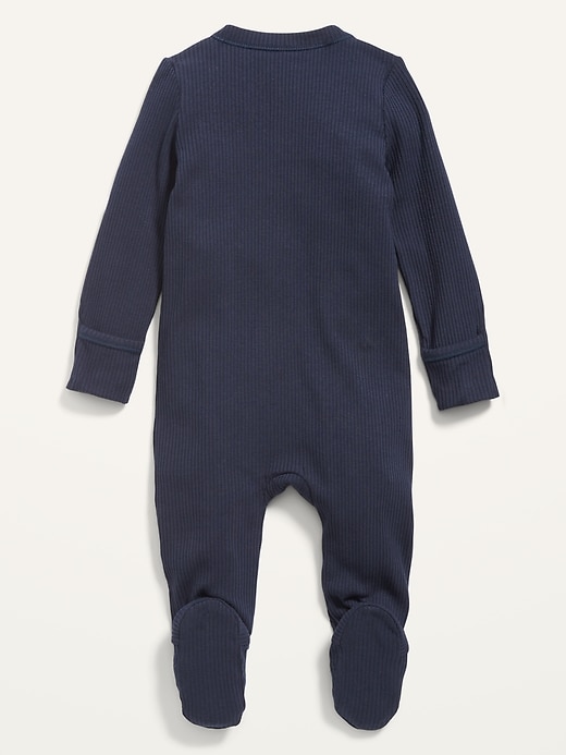 View large product image 2 of 2. Unisex 2-Way-Zip Sleep & Play Rib-Knit Footed One-Piece for Baby