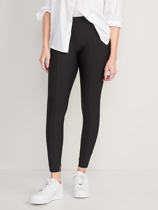 Image number 1 showing, High-Waisted PowerSoft Pintucked Side-Slit 7/8 Leggings