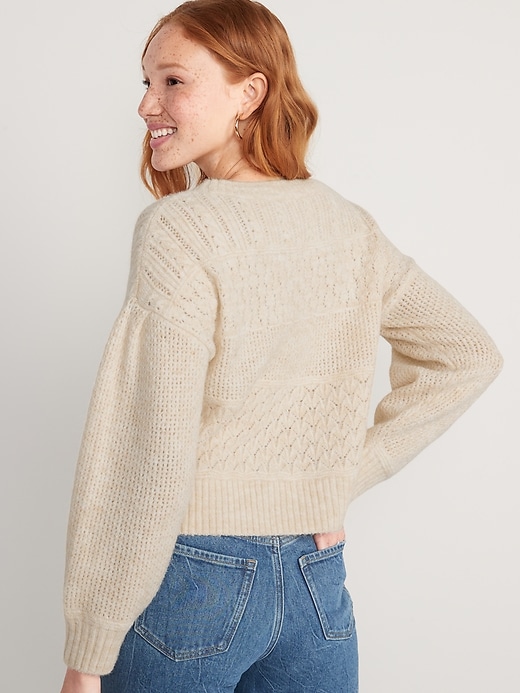Image number 2 showing, Cozy Plush-Yarn Textured-Knit Sweater for Women