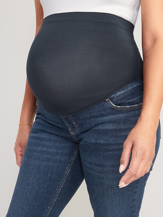 Image number 2 showing, Maternity Full Panel Raw-Edge Cuff Boyfriend Straight Jeans