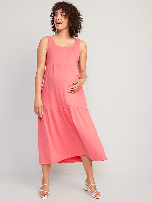 Image number 1 showing, Maternity Sleeveless All-Day Tiered Maxi Dress