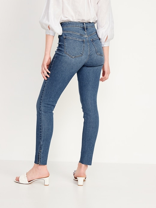 Image number 2 showing, High-Waisted Rockstar Super-Skinny Side-Slit Cut-Off Ankle Jeans for Women